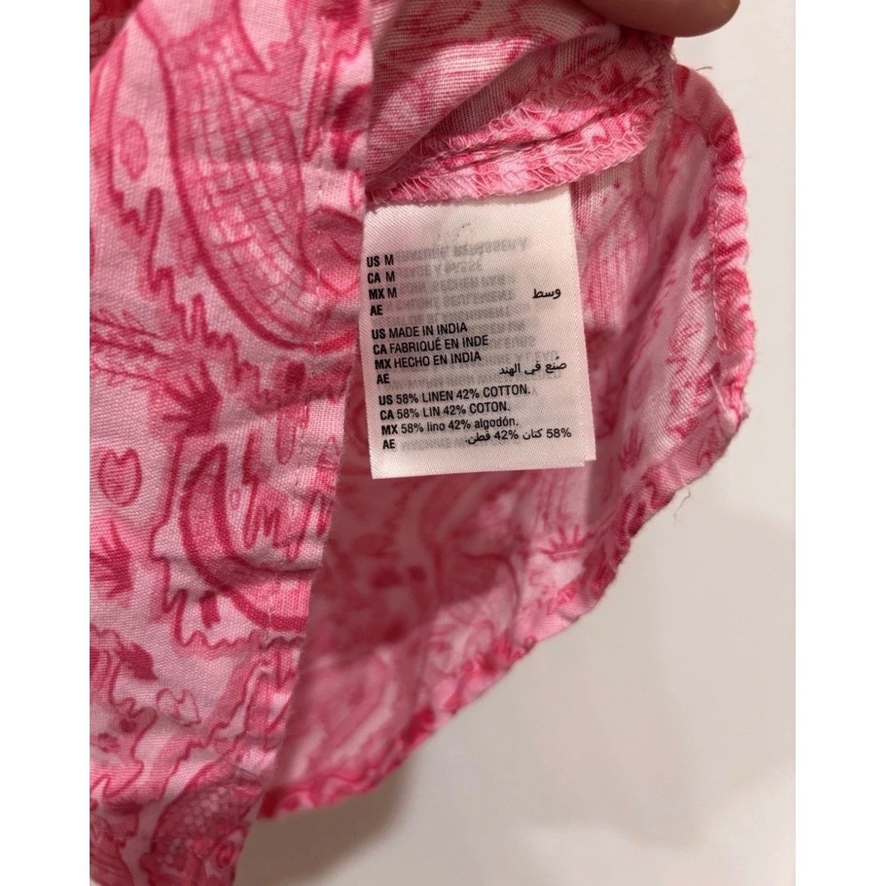 Charter Club Luxury Linen Pink Alligator Crocodile Print Button Down Shirt M - Picture 10 of 15